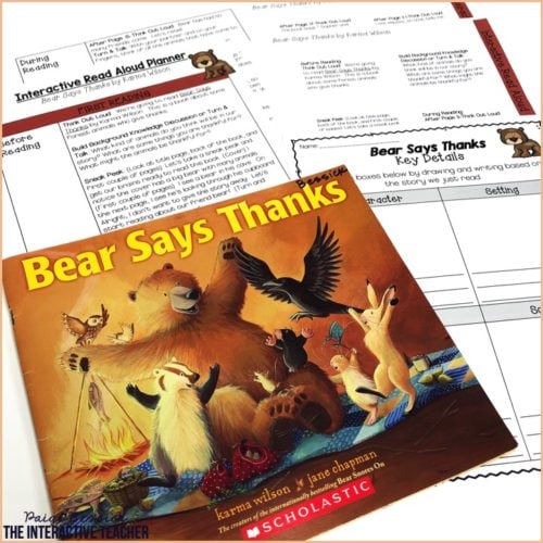 bear says thanks read aloud freebie